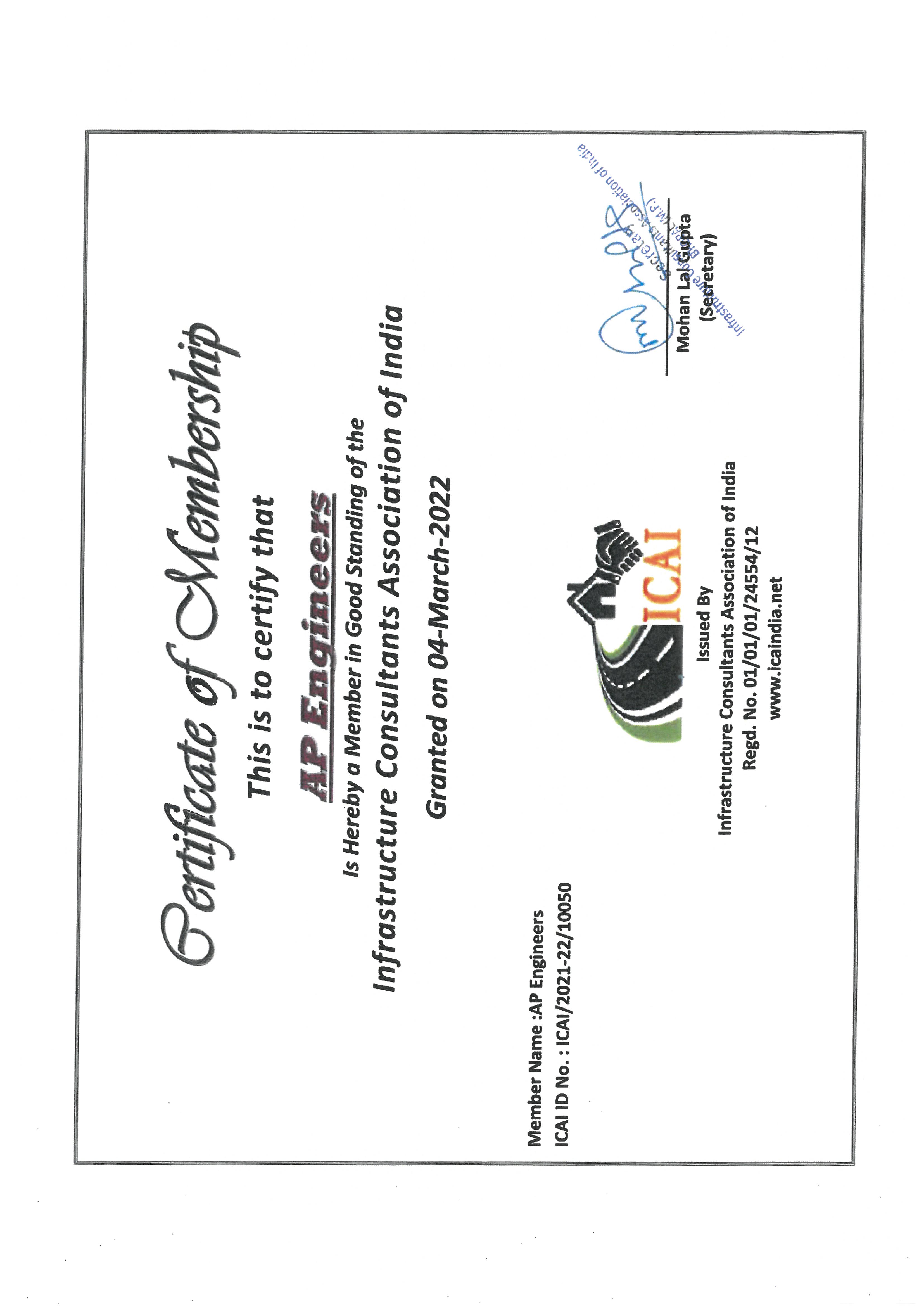 INFRASTRUCTURE CONSULTANTS ASSOCIATION OF INDIA