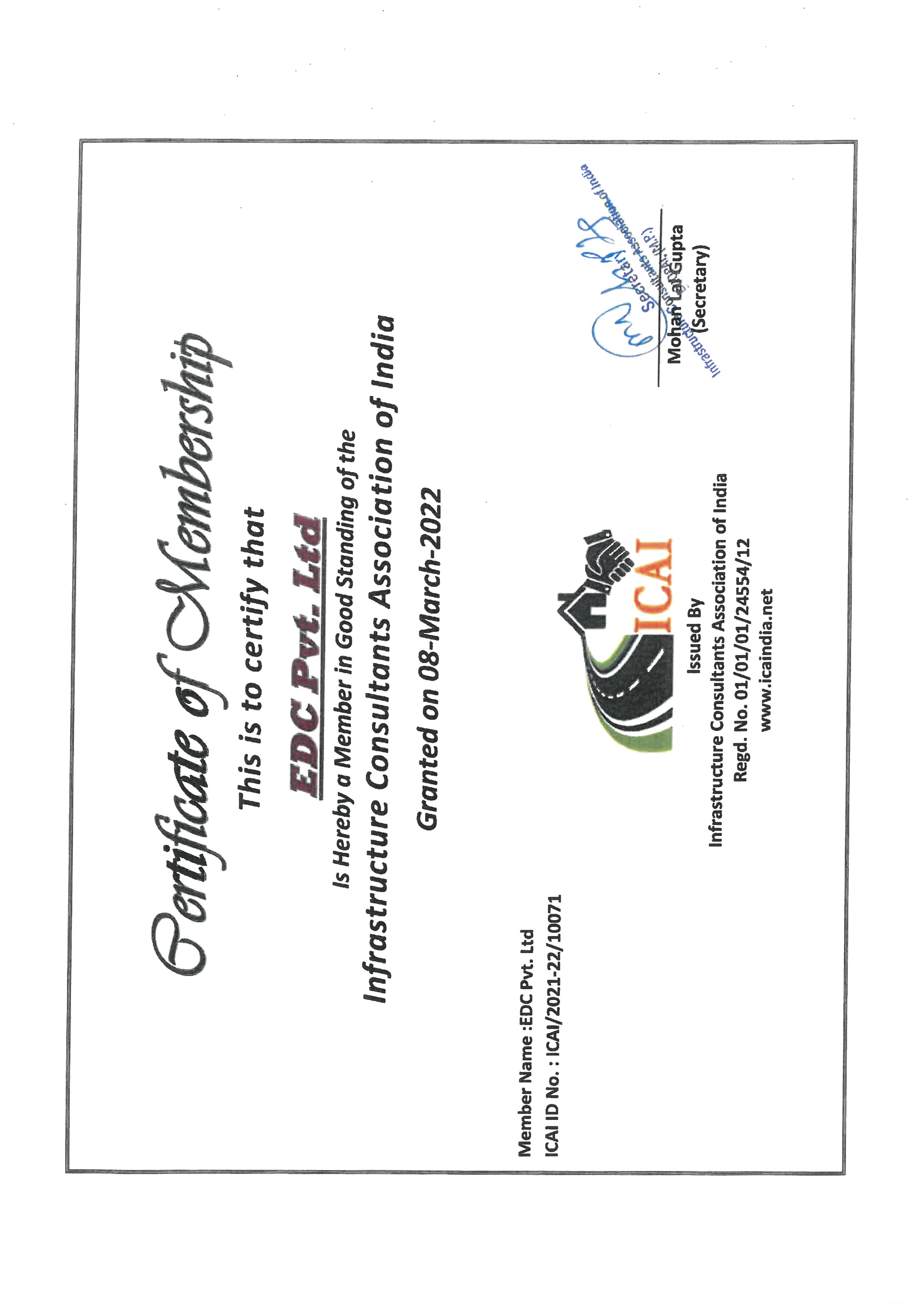 INFRASTRUCTURE CONSULTANTS ASSOCIATION OF INDIA
